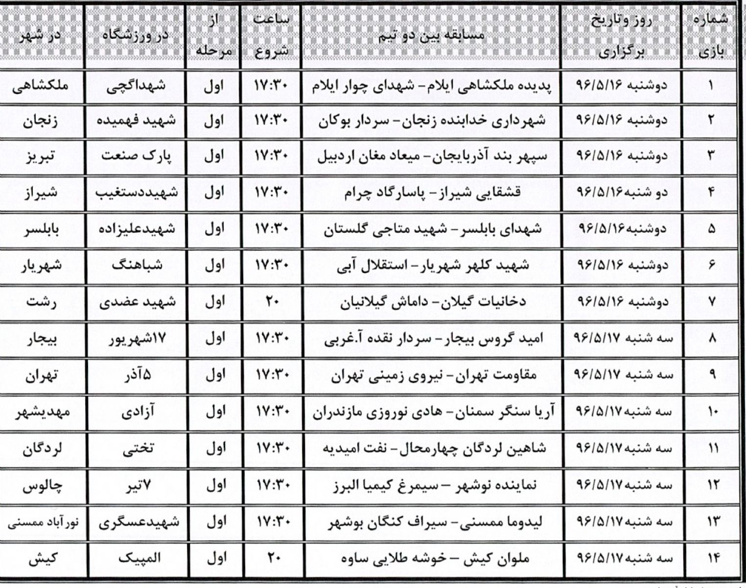 جام حذفی کشور یادوراه آزاد سازی خرمشهر فصل ورزشی (  1397-1396 )